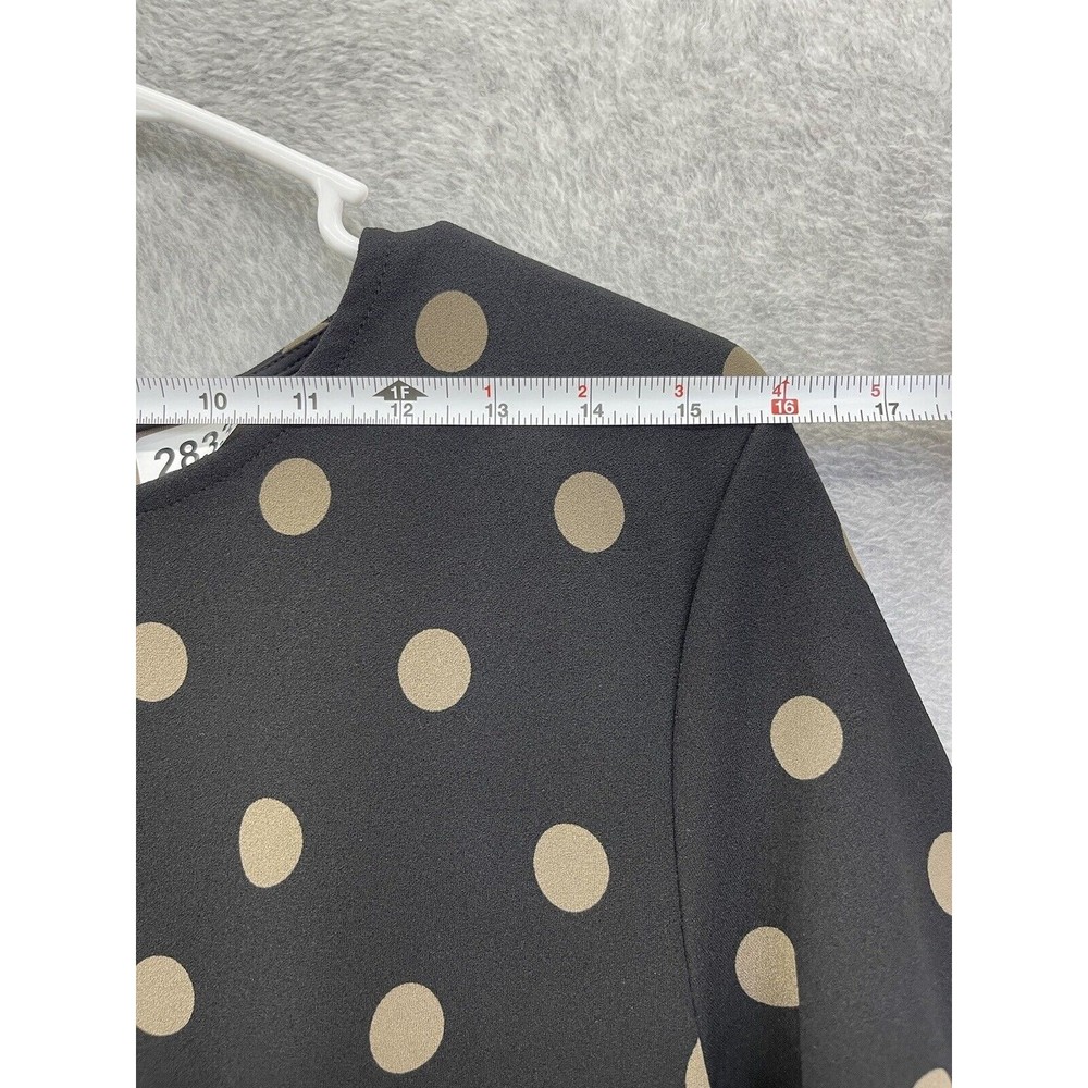 ZARA Women's Blouse Short Sleeve Polka Dot Peplum Black Brown Size Medium - Picture 7 of 8